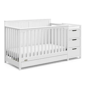 GREENGUARD Gold certified children’s bed, combination of cot and changing table with drawer